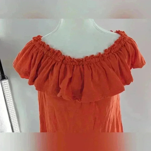 Matilda Jane Orange Off The Shoulder Top Size Small Ruffle Sleeve - Picture 2 of 12